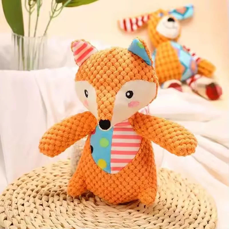 Cute Cartoon Animal Pet Plush Squeaky Toy Bite Resistant Interactive Dog Chew Toy Teeth Grinding Cleaning Training Supplies