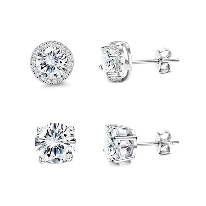 4-Piece Fashionable Micro-Inlaid Cubic Zirconia Women'S Stud Earrings, Gift For Festival