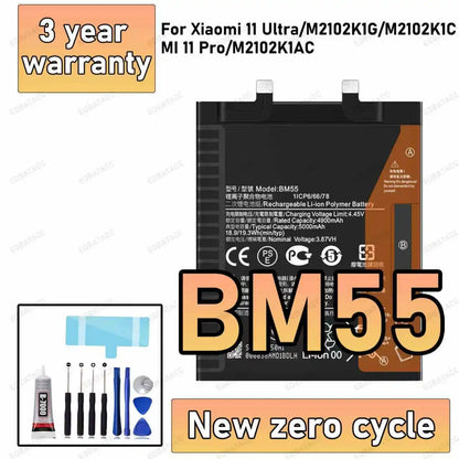 100% New High Quanlity BM55 Battery For Xiaomi 11 Ultra /Mi 11 Pro Replacement Batteries batteria+Free tools