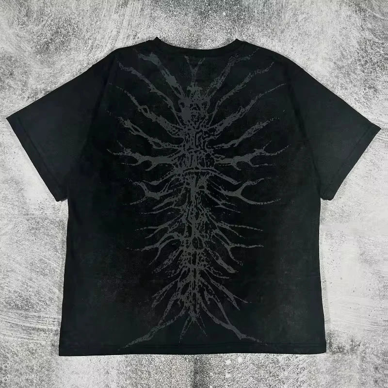 American Hip Hop Retro Loose Cotton Short Sleeve T-shirt Women Street Y2K New Casual Punk Rock T-shirt Unisex Harajuku Joker Top