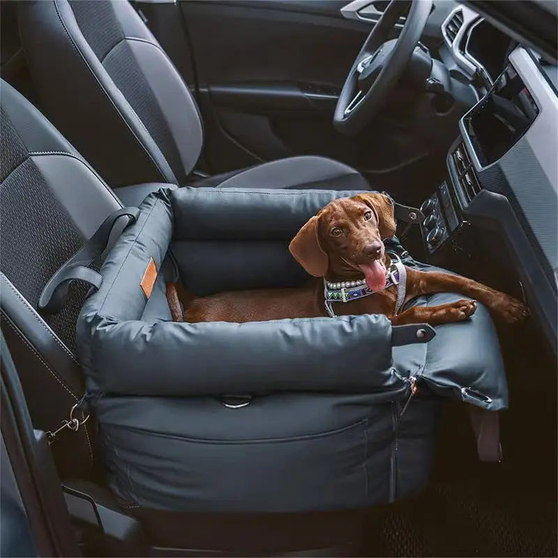 Pet Outing Lathe Luxury Faux Leather Dog Car Seat/Cat Car Bed/Booster Bed Pet Booster Car Seat Dog Comfortable Cat Travel Bed