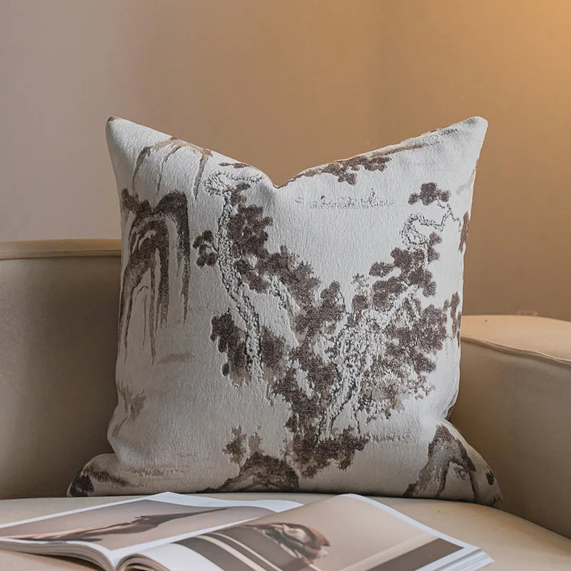 Premium Living Room Sofa Cushion Cover Chenille Texture Geometric Jacquard Pillowcase Modern High-End Pillow Covers Decorative
