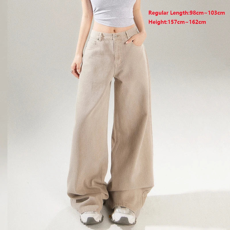 KSTUN Women's Jeans Green Wide Leg Denim Pants High Waist Straight Loose Streetwear Fashion Woman Khaki Jeans Female Baggy Pants