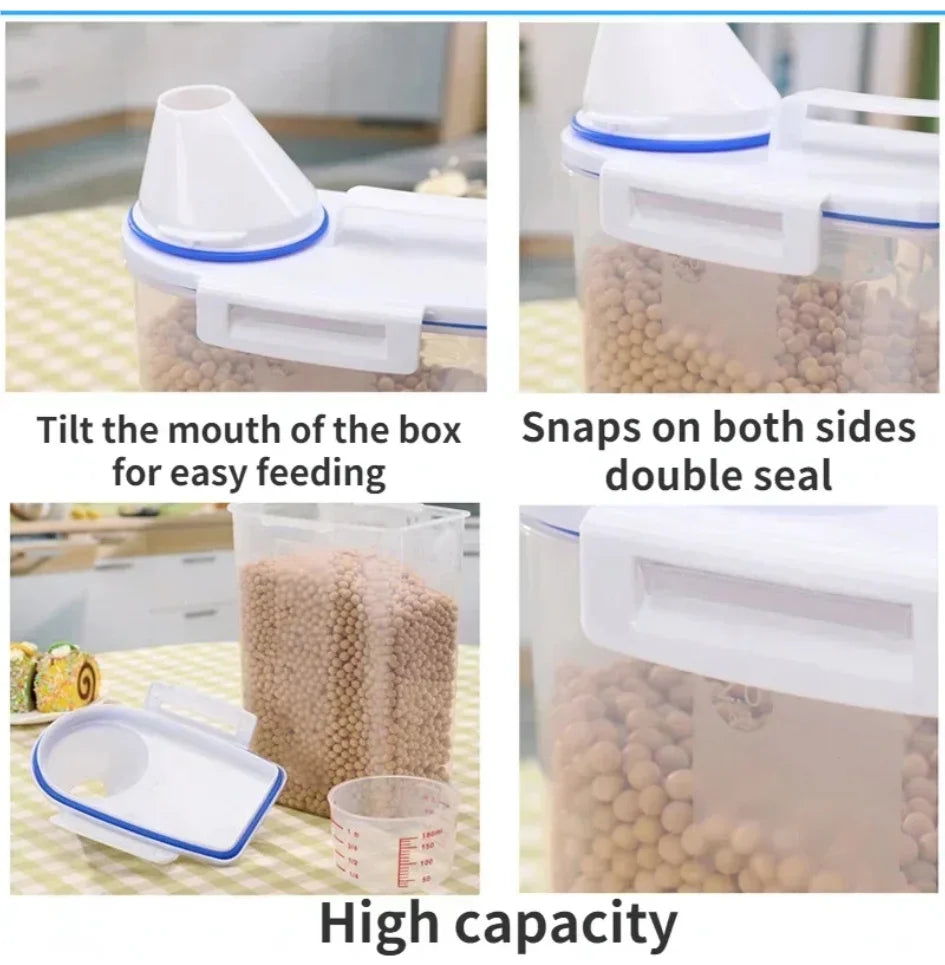 1.5kg/2kg Dog Cat Food Pail Plastic Storage Tank with Measuring Cup Container Moisture-proof Sealed Jar Pet Supplies Accessories