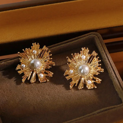 3.5 Cm Big Ball No Pierced Earclips Fashion Temperament Gold Plated Exaggerated Striped Round Clip Earrings for Women Party
