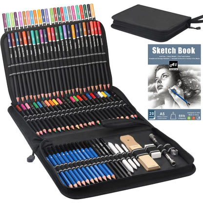 14-96 Pro Drawing Pencil Set,Sketch Pencils Art Supplies with Graphite,Charcoal,Erasers etc tool,Portable Zippered Travel Case