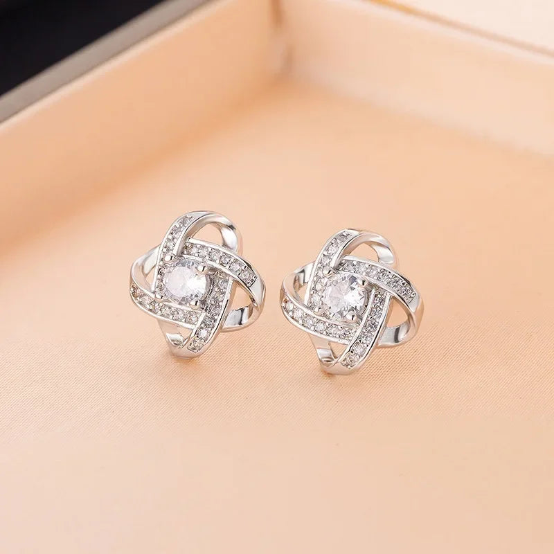 925 Sterling Silver Fine Jewelry Set with Inlaid Zircon: Pendant Necklace Earrings Ring for Women Engagement Party Gifts