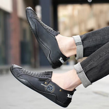 Men Casual Shoes Leather Outdoor Walking Shoes Fashion Male Leisure Vacation Soft Driving Shoes Sneakers Breathable Men's Shoes