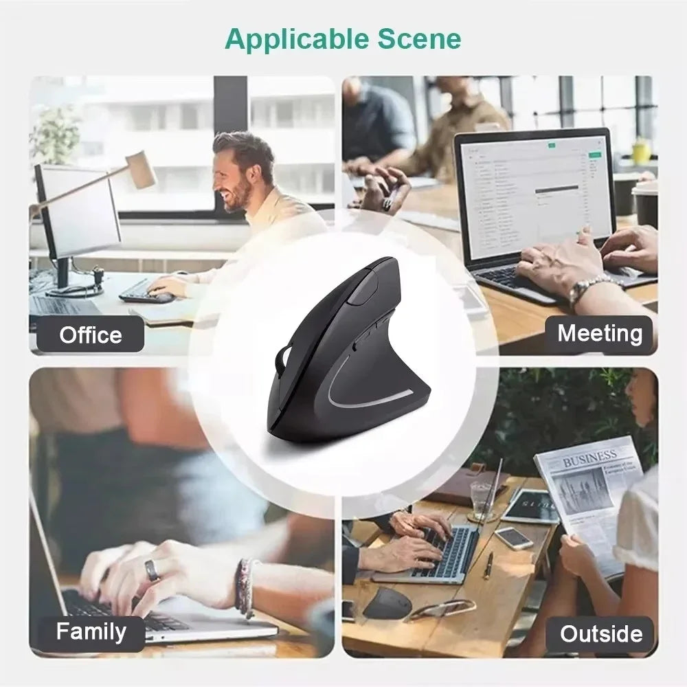 Lenovo Wireless Vertical Mouse 2.4G Bluetooth Wired Mouse Ergonomic Personalised Side Grip DPI Adjustable Mute Gaming Mouse
