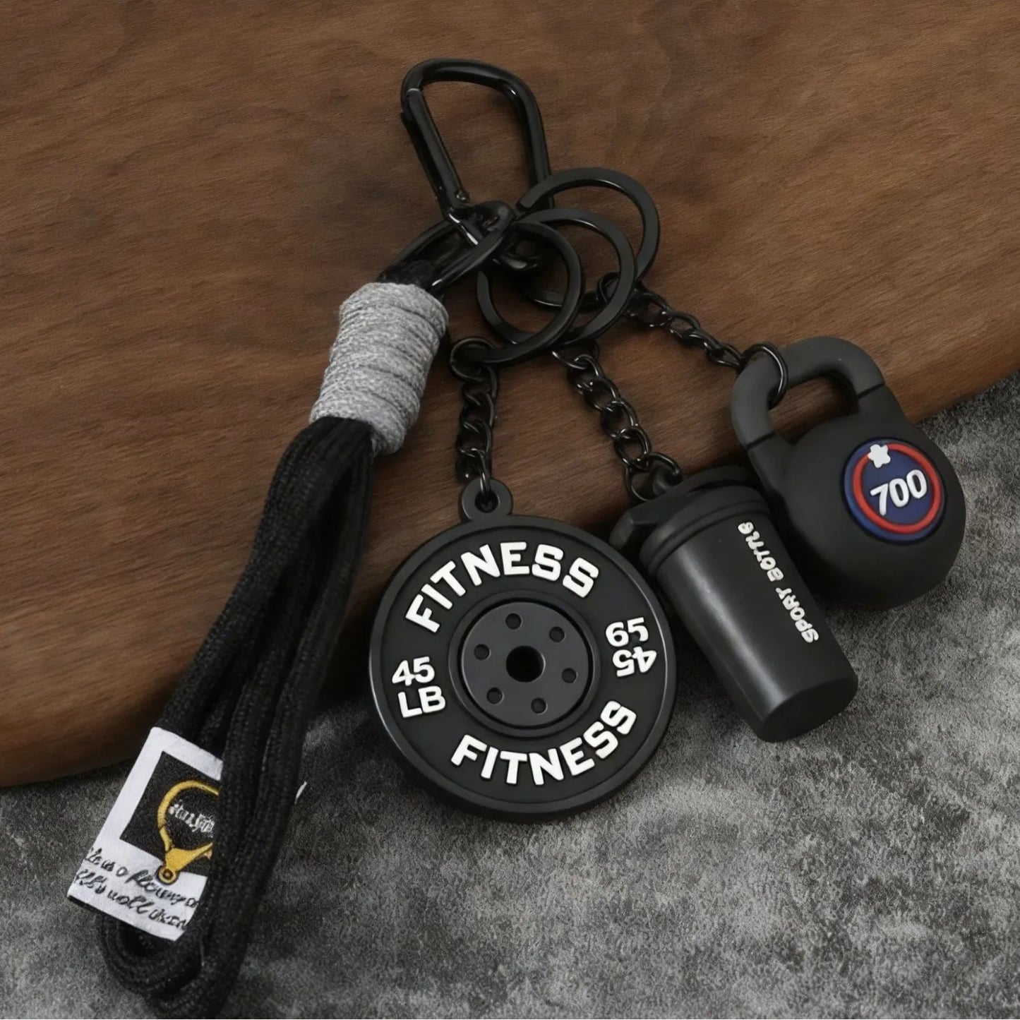 Fitness Keychain Gym Barbell Key chain Weightlifting with D-shaped Buckle Water Cups Simulation Dumbbells Creative Bag Charm