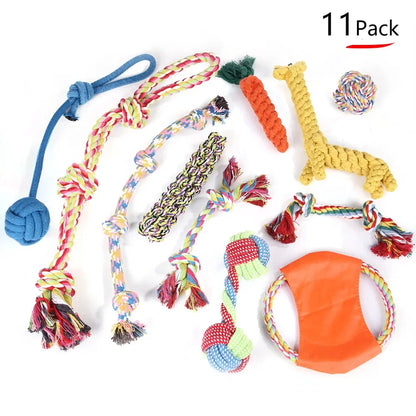 Pet Dog Chew Toys for Large Small Dogs Toy Interactive Cotton Rope Puppy Teething Toys Ball for Dogs Toothbrush Chew Toy Set
