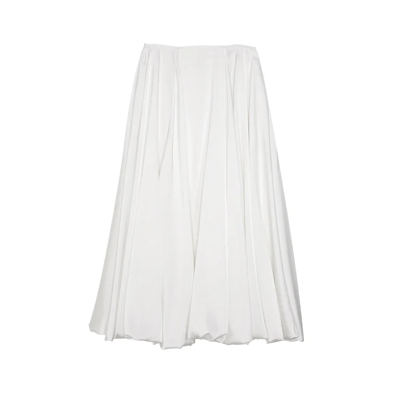 Balloon Skirt Long Women Satin Vintage Loose High Waist A-line Maxi Bubble Skirt Office Lady Elegant Female Y2K Streetwear