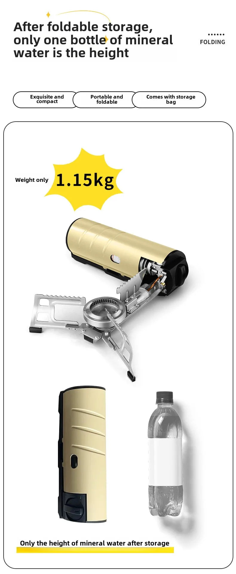 Outdoor Accessories: Folding Gas Stove Lightweight Portable Stove with One-Second Expansion for Camping Hot Pot Tea Stove