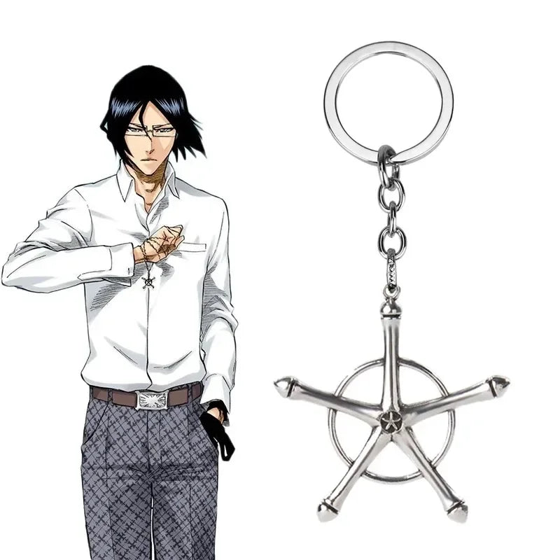 Anime Bleach Keyring Quincy Ishida Uryuu Cosplay Ginrei Gojiaku Amulet Alloy Keychain Pendant Jewelry Gifts