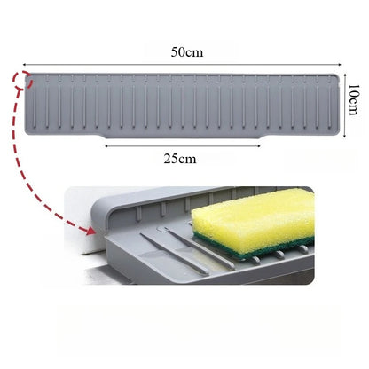 Silicone Sink Water Absorbent Tray Anti-slip Splash-proof Kitchen Sink Tea Cup Holder Kitchen Slope Sink Drain Pad Narrow Edge