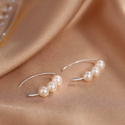 925 Sterling Silver Pearl Earrings for Women Elegant Ear Studs Popular Fine Jewelry Accessories