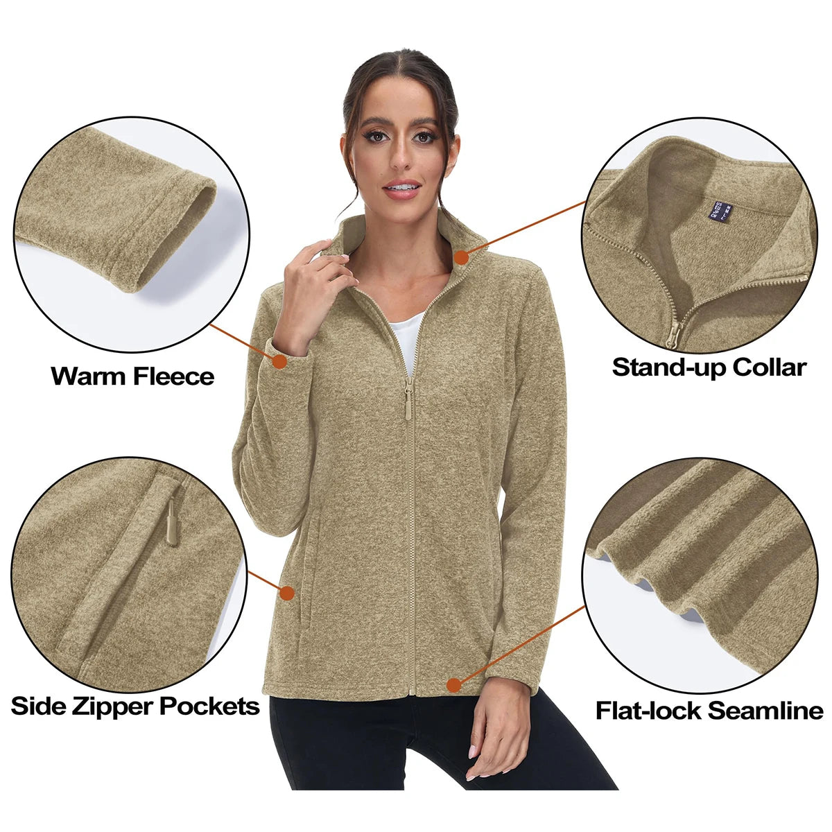 MAGCOMSEN Lightweight Women's Fleece Jackets Womens Athletic Warm Sweatshirts Casual Turtleneck Sweater Coat Sports Tops
