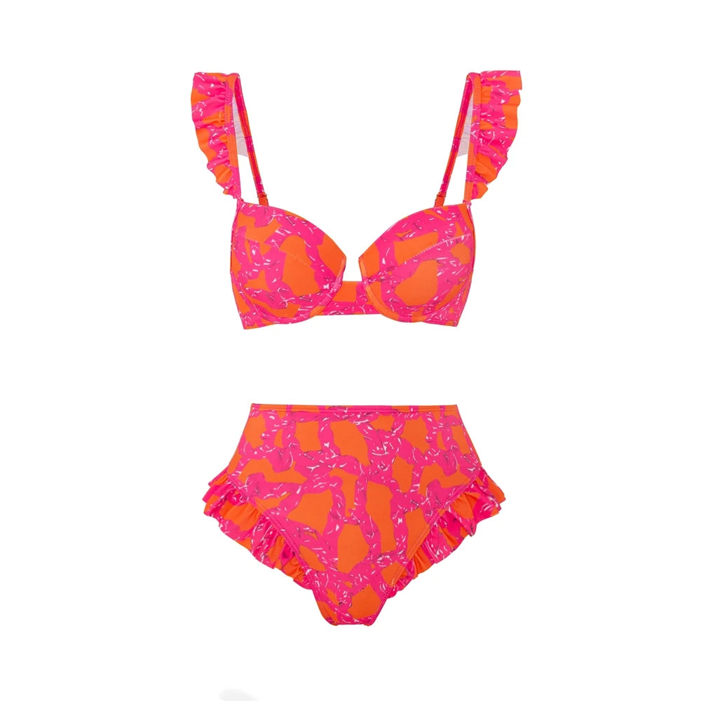 CPUTAN Sexy 2024 Push Up Bikini Set High Waist 3 Piece Swimwear Biquini Swimsuit Vintage Brazilian Bathing Suit Beach Skirt