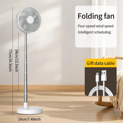 USB Foldable Portable Fan with 8inch 4 Speeds ＆ Timing, Battery Operated Mini Floor Fan for Bedroom, Indoor or Outdoor,Table Fan