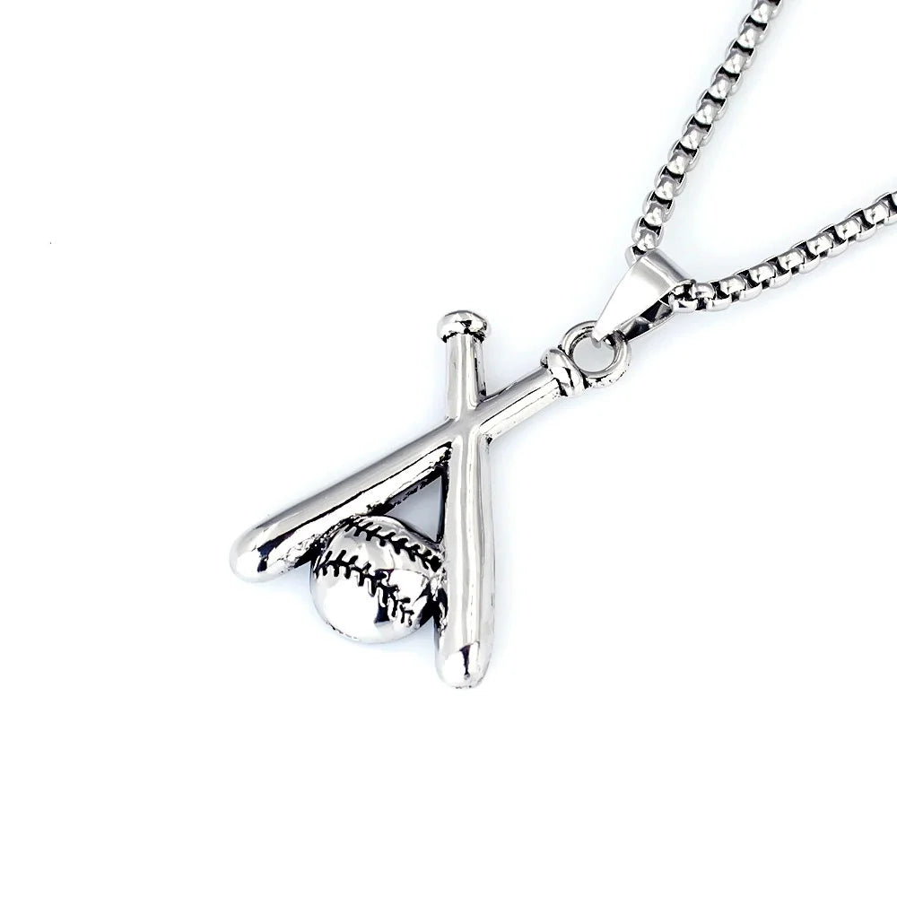 Simple and Fashionable Baseball Bat Pendant Necklace, Suitable for Men and Women, Creative Niche Street Party Accessories