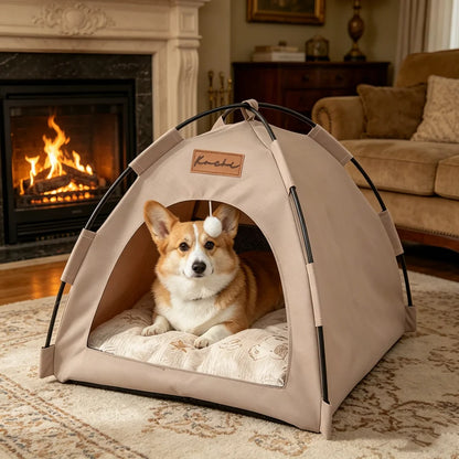 Portable Foldable Pet Tent Semi-Enclosed Breathable Design All Season Comfort Pet Bed for Cat Puppy Indoor Outdoor
