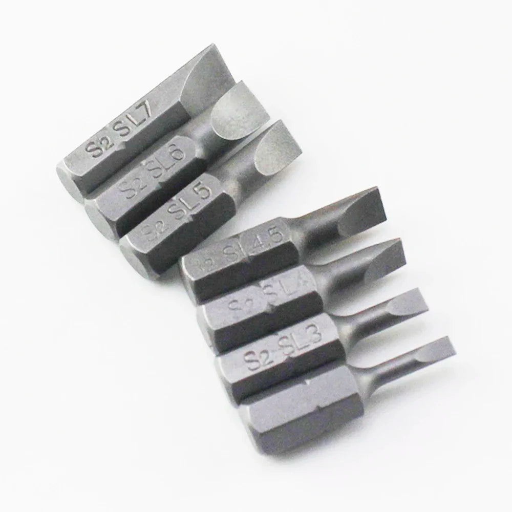 10Pcs 1/4" 25mm Slotted SL2.5-SL7 Screwdriver Bit Set Repair Tools Screwdrivers Kit Hex Shank Drill Bit For Power Household Tool