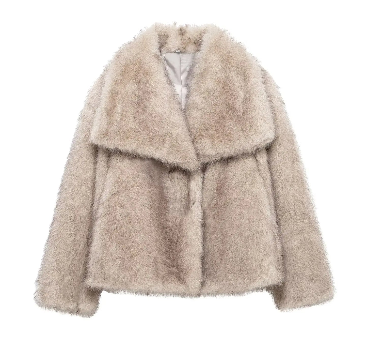 HH 2025 Winter Coats For Women Fashion New Faux Fur Long Sleeves Loose Coat Female Versatile High Street Women's Cardigan