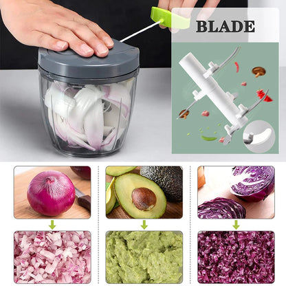 520ml/900ml Manual Food Processor Vegetable Chopper Hand Pull Mincer Blender Mixer For Garlic Fruits Nuts Onions Peppers Chopper
