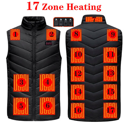 17/13/9 Bereiche USB-Heizjacke Herren Damen Elektrische Heizweste Heizweste Beheizbarer Bodywarmer USB-Innenheizweste Veste