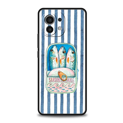 Phone Case Cover for Xiaomi Mi 17 15 14 13 12 11 Ultra 15T 14T 13T 12T 11T Pro Lite 5G Soft TPU Capas Funny Fish Sardines Laser
