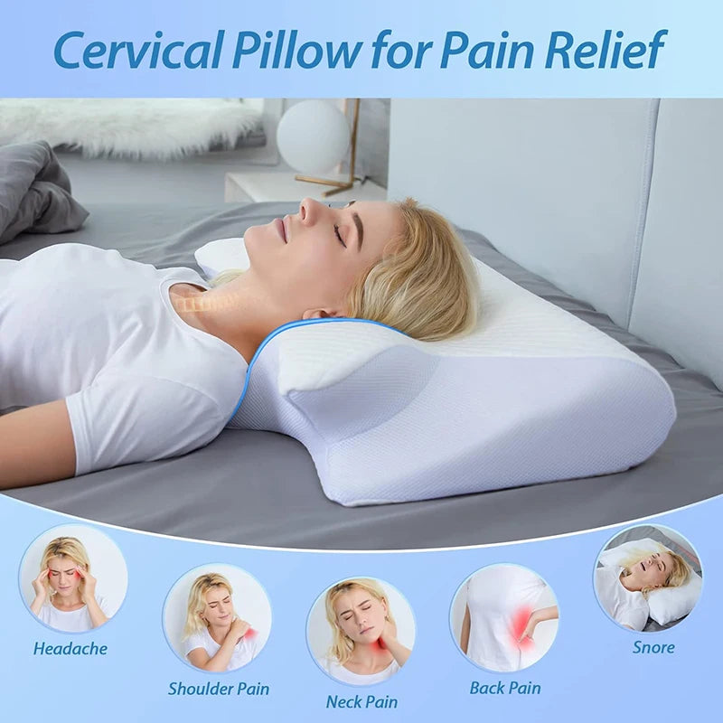 1 Stück Nackenstützkissen aus Memory-Schaum, 2-in-1 ergonomisches orthopädisches Konturkissen gegen Nackenschmerzen, konturiertes Stützkissen, Nackenkissen
