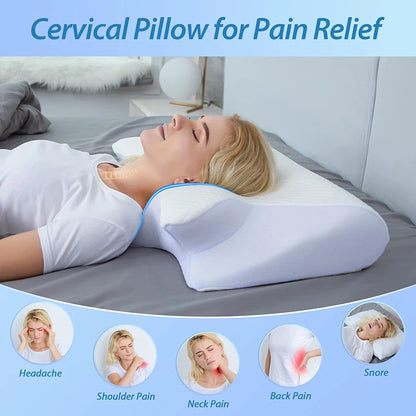 1 Stück Nackenstützkissen aus Memory-Schaum, 2-in-1 ergonomisches orthopädisches Konturkissen gegen Nackenschmerzen, konturiertes Stützkissen, Nackenkissen