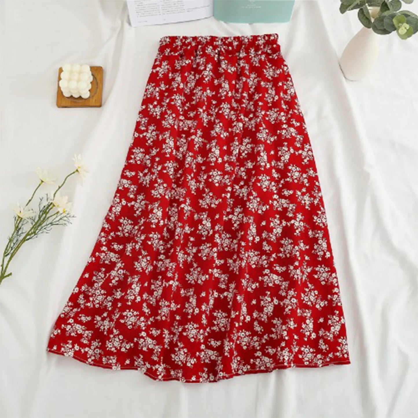 Women's Fashion And All-match Spring And Summer Casual Retro Temperament Floral Printed Skirt Falda Larga Elegante Para Mujer