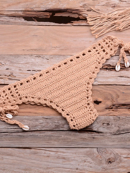 Sexy Crochet Bikinis Sets Handmade Knitted Cotton Swimwear Swimsuit Top + Bottom Bandage Women Sexy Beachwear Biquinis