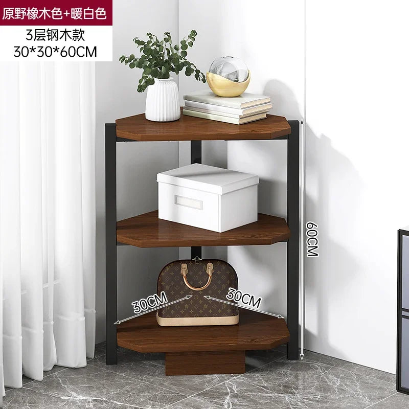 Triangular Multi-Layer Shelf, Corner Cabinet Design, Floor-to-Ceiling Storage, Living Room/Bedroom Bookshelf, Space-saving Layer