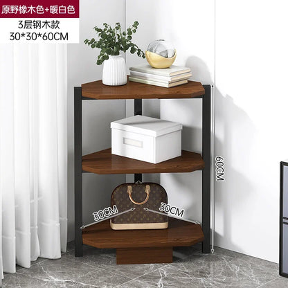 Triangular Multi-Layer Shelf, Corner Cabinet Design, Floor-to-Ceiling Storage, Living Room/Bedroom Bookshelf, Space-saving Layer