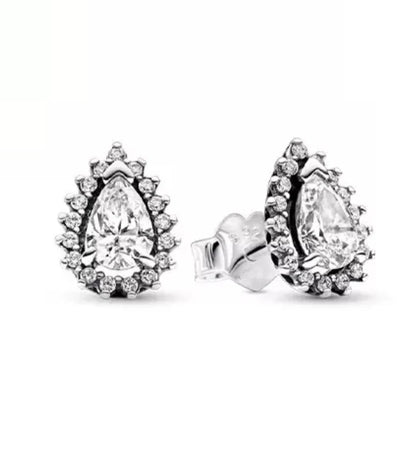 White series New Women's earrings Blue Square Sparkle Halo Stud For Women Tiki Jewelry Party Hoops Gift Things From 1