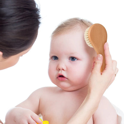 Baby Care Beech Wooden Handle Brush Newborn Infant Comb Head Massager for Baby Shower Pure Natural