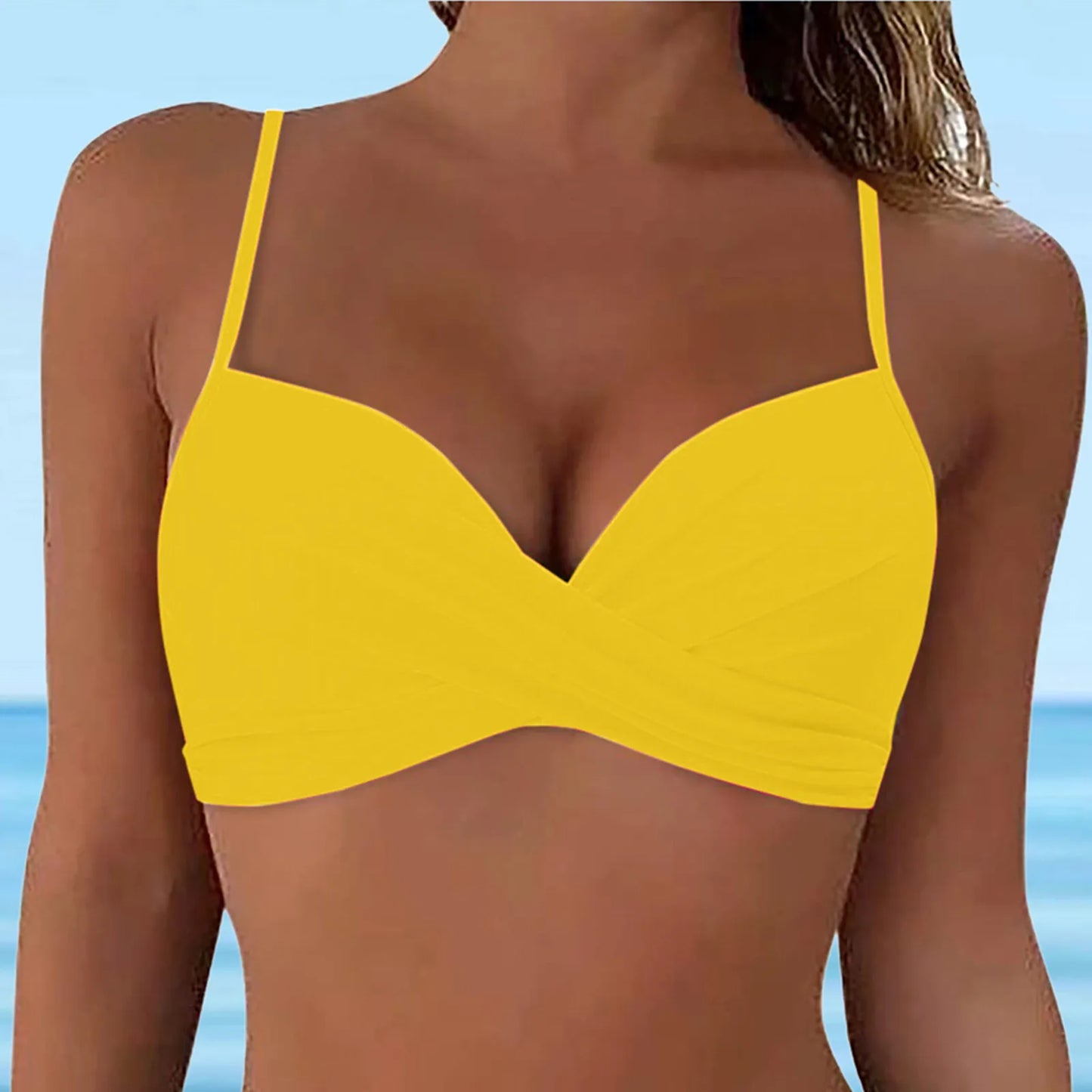 Women Lace Up Swimwear Tops Underwire Full Coverage Bikini Top Push Up Swim Crop Top Tie Back Matching Men And Women Swimsuits