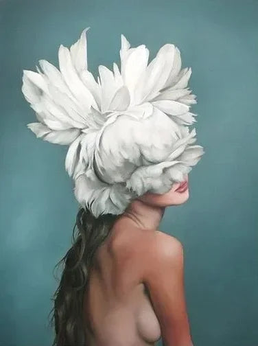 Canvas Painting Wall Art Women and Flowers Abstract Print the Girl with Flowers on Her Head Surrealism Imagine Poster Room Decor