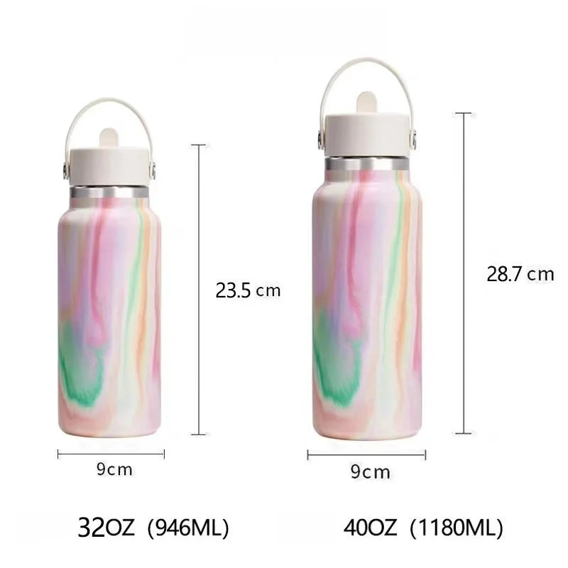 Camping Water Bottle, 20 oz, 32 oz, 40 oz Vacuum Insulated Travel Mug, Portable Straw Car Cup, High-Quality Women's Holiday Gift