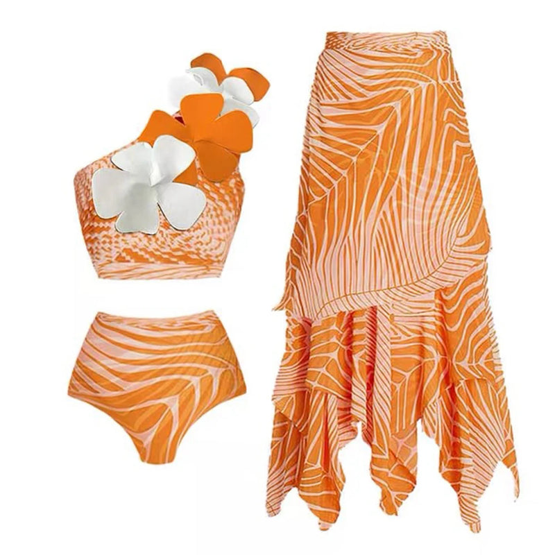 2025 New Sexy Ruffle Bikini Set Printed Brazilian Biquini Women Swimwear Skirt Bathing Suit Girls Summer Beachwear Dress