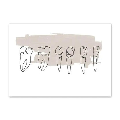 Modern Abstract Line Art Canvas Painting  Dental Clinic Wall Decor Dentist Office Posters and Prints Aesthetic Teeth Artwork for
