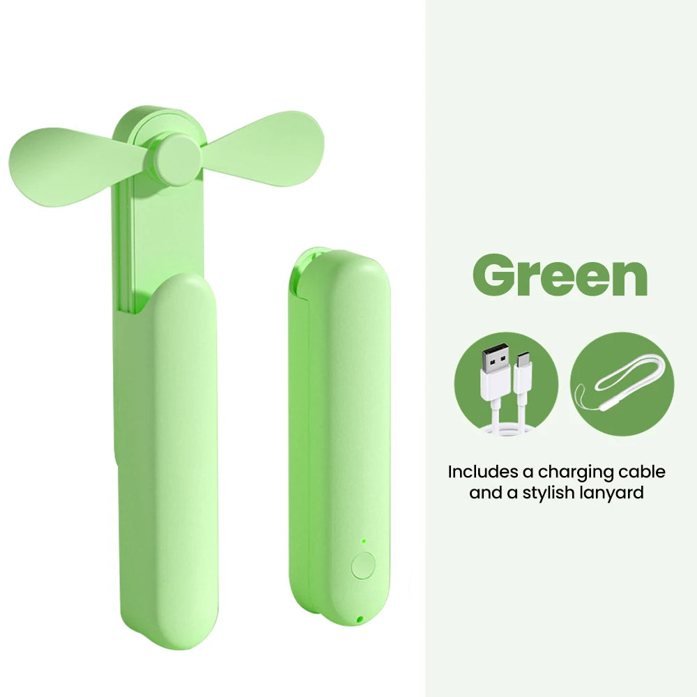 Portable Fan Mini Handheld Fan USB Recharge 3 Speed Hand Held Small 2 in1 Pocket Fan with Power Bank Feature