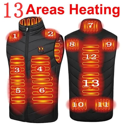 17/13/9 Bereiche USB-Heizjacke Herren Damen Elektrische Heizweste Heizweste Beheizbarer Bodywarmer USB-Innenheizweste Veste
