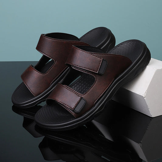 Men Sandals Summer Leisure Beach Holiday Outdoor Male Retro Comfortable Casual Sandals leather Men Flip Flops