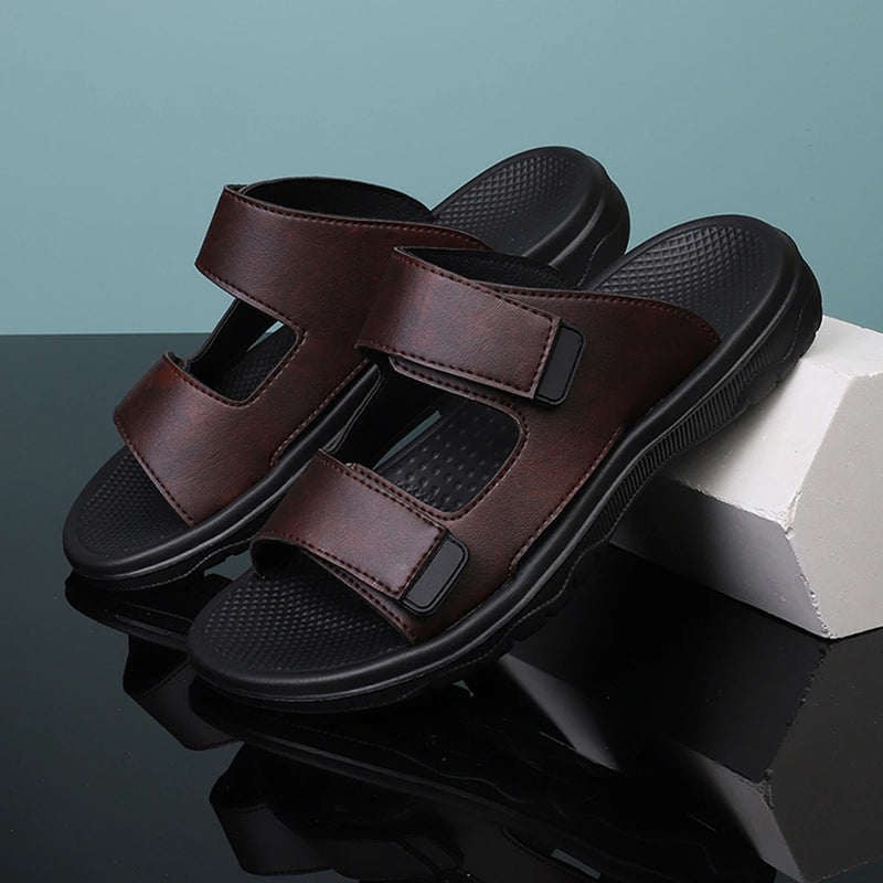 Men Sandals Summer Leisure Beach Holiday Outdoor Male Retro Comfortable Casual Sandals leather Men Flip Flops