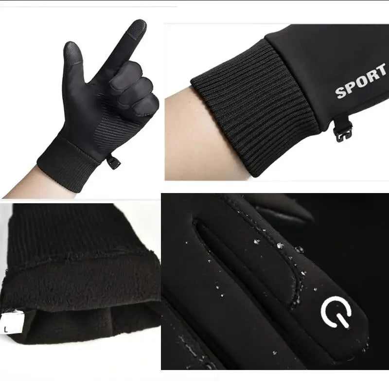 Cycling gloves Warm Full Fingers Waterproof Cycling Outdoor Sports Running Motorcycle Ski Touch Screen Fleece Gloves