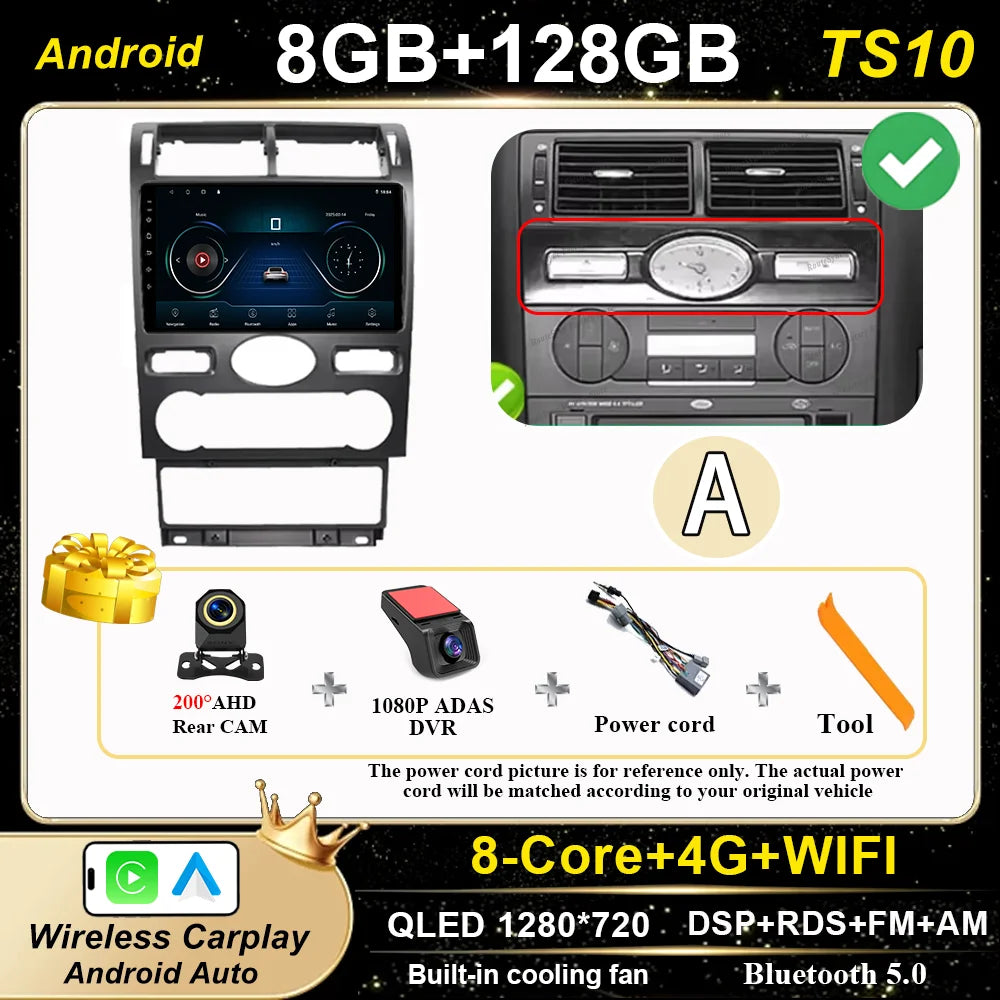 Android 16 GPS Navigation  For Ford Mondeo 2004 -2007 Auto Multimidia Video Player Carplay Head Unit Radio Stereo Car Dvd WIFI