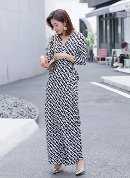ZAROY Women Wrap Long Dress Summer Sexy V Neck Side Split Party Club Dress Chic Streetwear Elegant Evening Slim Beach Vestidos